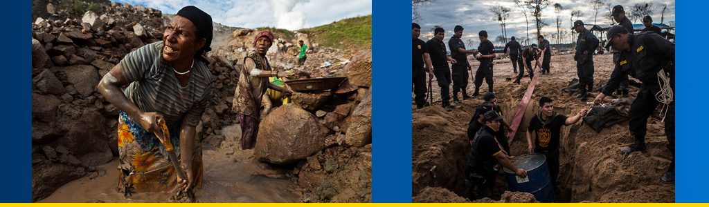 The lure of gold: Peruvians search for gold and many use mercury for processing, and Peruvian law enforcement authorities crack down on illegal mining